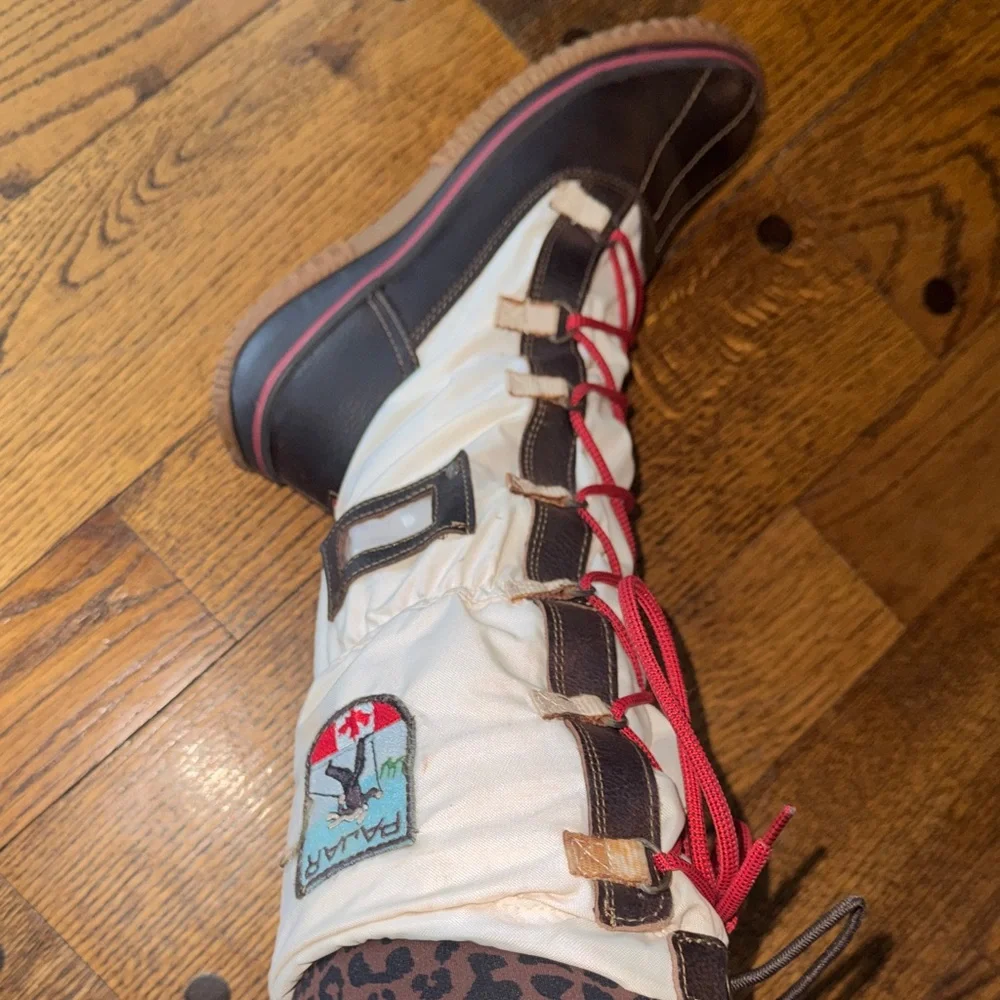 Pajar Women’s Tall Lace-Up Snow Boots size 41 US 10 Brown Cream Apres Ski - Picture 4 of 9
